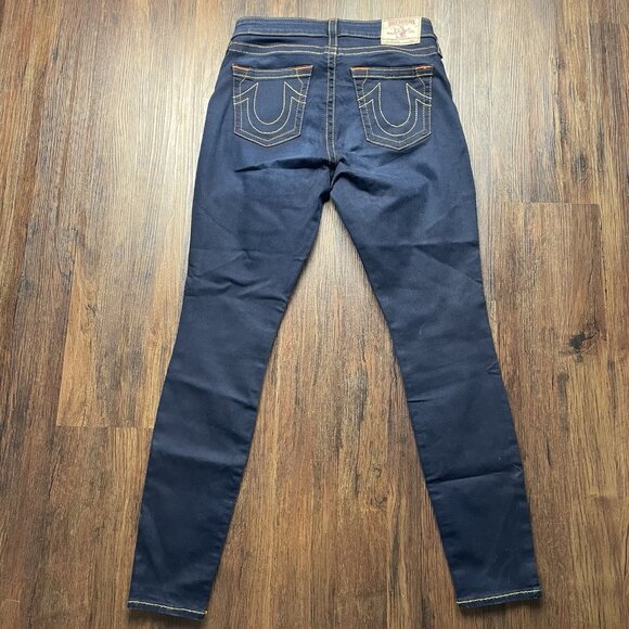 True Religion Women’s Skinny Low Rise Orange Stitch Stretch Jeans 31 - Picture 2 of 11